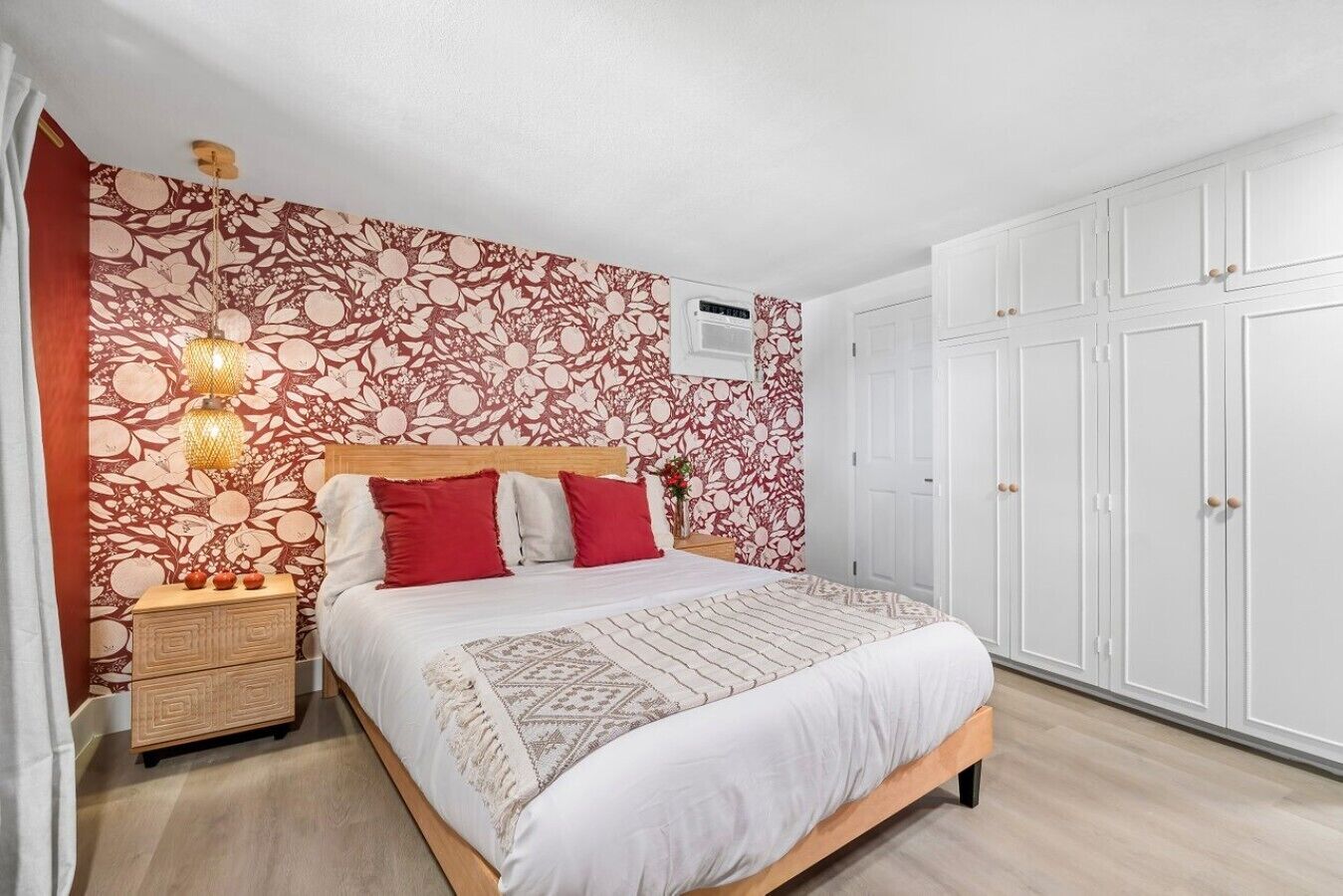 Bedroom 6: This queen bedroom with ensuite sits just off the pool area, to access the guest must walk outside and enter through a separate exterior door