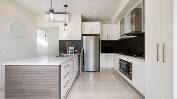 Fridge, oven, stovetop, dishwasher