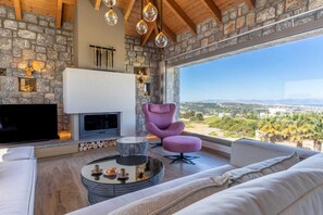 TV, fireplace - Rhode Luxury Villa, Villa (Rhodes)