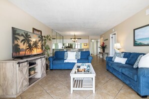 TV - Oceanview Coastal Retreat | Heated Pool, Hot Tub, & Steps to the Beach! 🍹 (Cocoa Beach)
