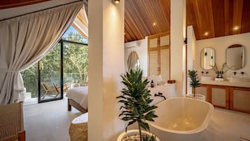 Vila superluxo, 1 cama King, vista para a piscina | Roupas de cama de algodão egípcio, roupas de cama premium