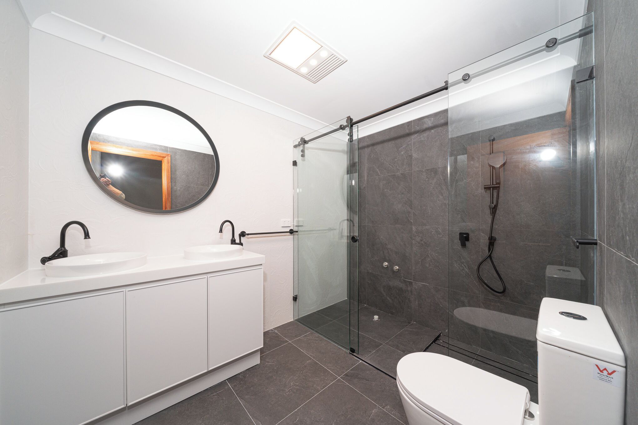 Hair dryer, bidet, towels, soap