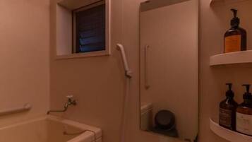 Basic Apartment | Bathroom | Hair dryer, towels, soap, shampoo