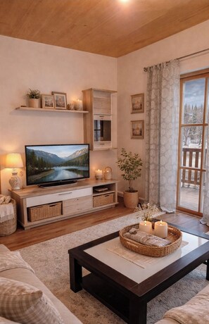 Living area - Apartment 50sqm, balcony, kitchen, living room, bedroom, max. 2 pers. (Ruhpolding)