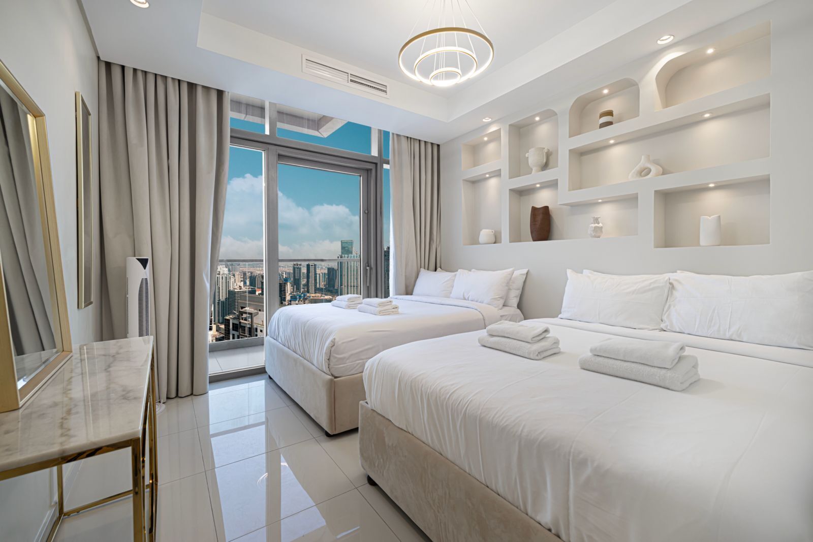 Deluxe Apartment, City View | Premium bedding, in-room safe, blackout drapes, iron/ironing board