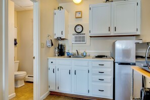 Fridge, microwave, coffee/tea maker, toaster - Steps to Sand! Oceanfront Gem in Old Orchard Beach (Old Orchard Beach)