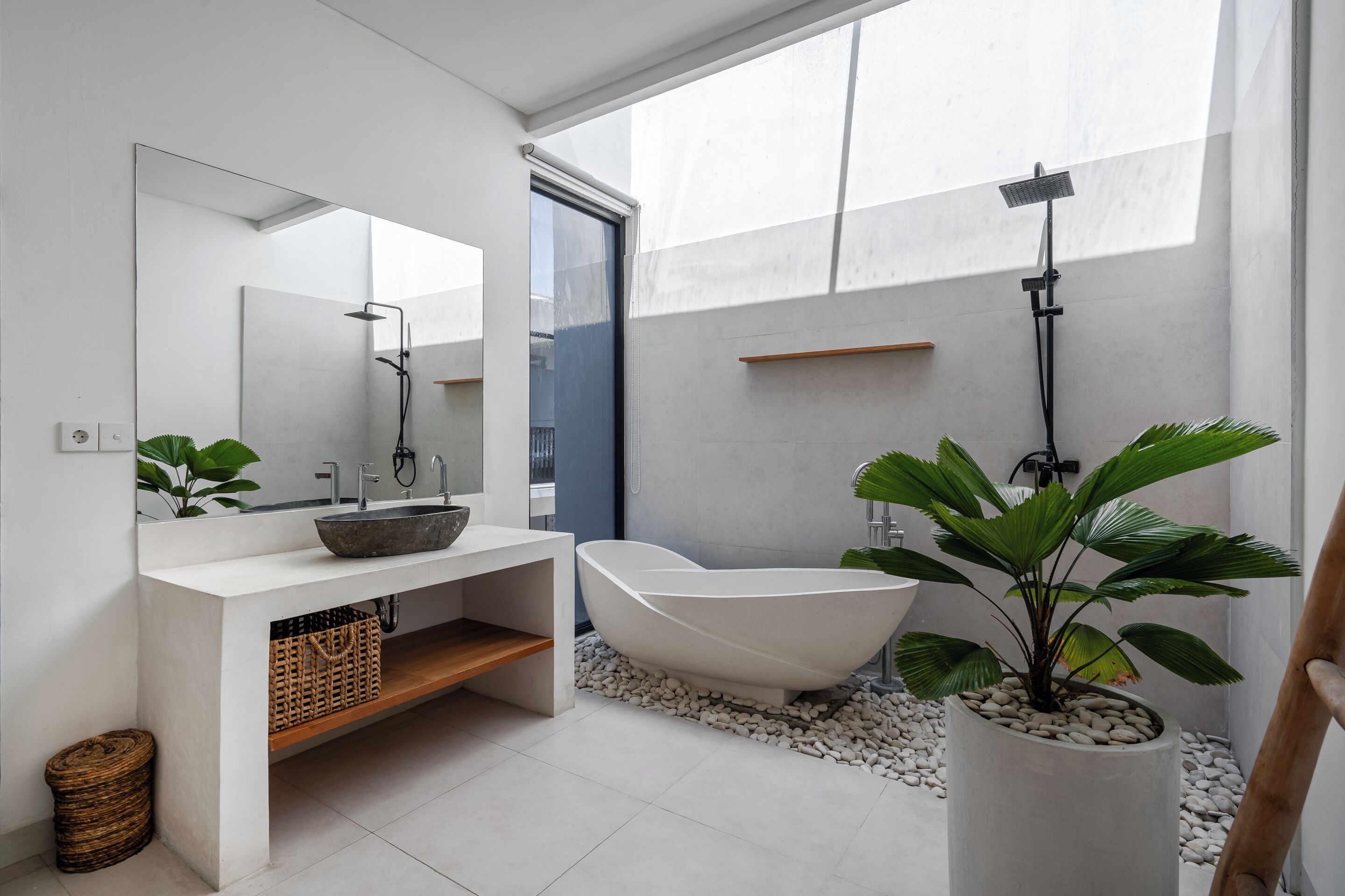 Design-Villa, 2 Schlafzimmer, eigener Pool | Badezimmer