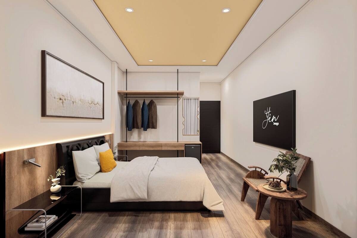 Deluxe tweepersoonskamer, uitzicht op stad | Luxe beddengoed, een bureau, verduisterende gordijnen