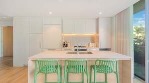 Fridge, microwave, stovetop, dishwasher - Miles at Kirra Point 204 - Luxury on Kirra Beachfront - Linen Provided - Min. 3 Night Stays! (Coolangatta)