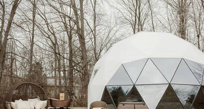 Luxury Glamping Dome with Fire Pit and Open Field Views in Ontario, Canada