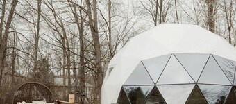 Luxury Glamping Dome with Fire Pit and Open Field Views in Ontario, Canada