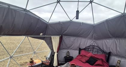 Cozy Geodesic Glamping Dome on a Canadian Ranch with Horses, Perfect for a Weekend of Wellness