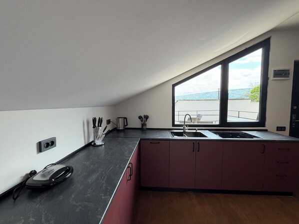 Apartamento de lujo, 3 habitaciones, balcón, vistas a la ciudad | Cocina privada