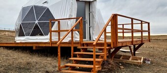 Simple and Elegant Geodesic Glamping Dome for a Relaxing Weekend to Disconnect Outside of Redcliff, Alberta, Canada
