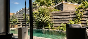 Elegant architect-designed villa with heated Bali pool and large bay windows