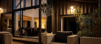 Elegant architect-designed villa with heated Bali pool and large bay windows