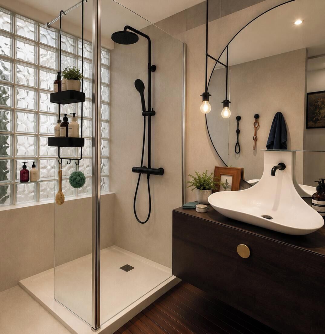 Douche, sèche-cheveux, serviettes fournies, savon