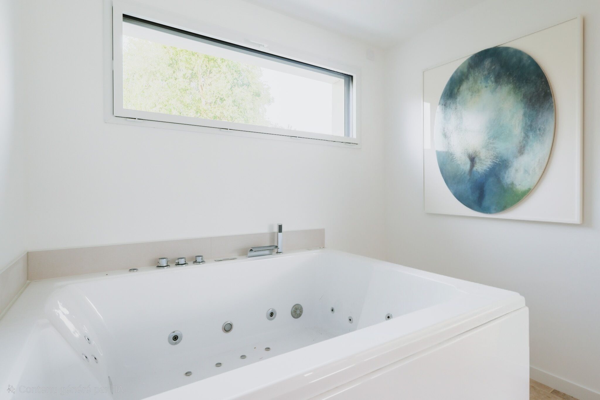 Shower, jetted bath, hair dryer, towels