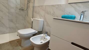 Dusche, Haartrockner, Handtücher