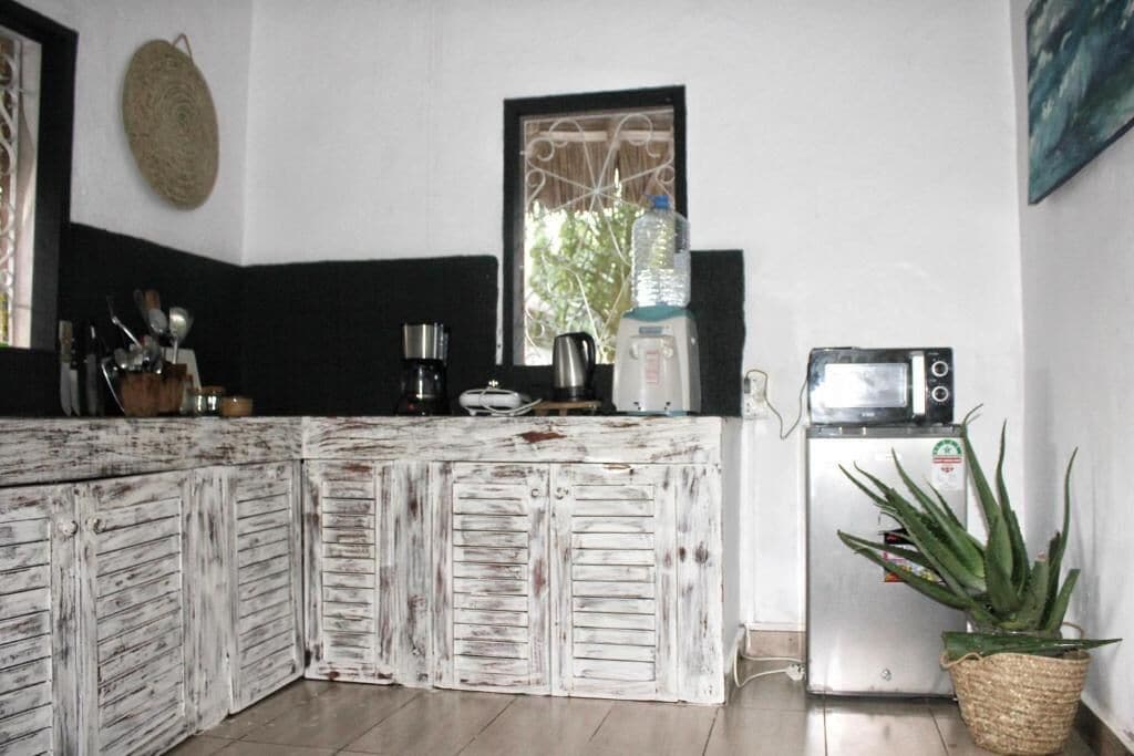 Family Villa, Garden View | Private kitchen | Fridge, microwave, cookware/dishes/utensils
