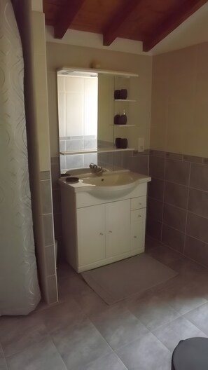 Bathroom - Apartment 'Gîte Peyo Saint-Pée-sur-Nivelle' with Mountain View, Shared Garden and Wi-Fi (Saint-Pée-sur-Nivelle)