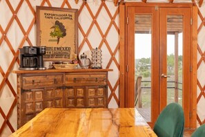Dining - Luxury Hill Country Yurt • Pool, Views, Coffee Bar (Marble Falls)