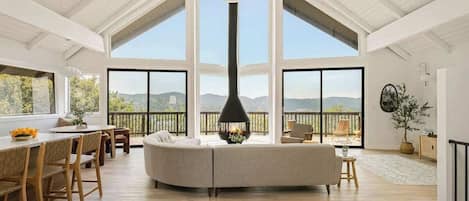 TV, fireplace
