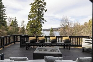 Terrace/patio - Emerald Point Retreat, lakefront with dock! (Lake Arrowhead)