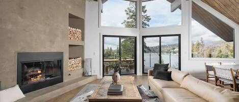 TV, fireplace