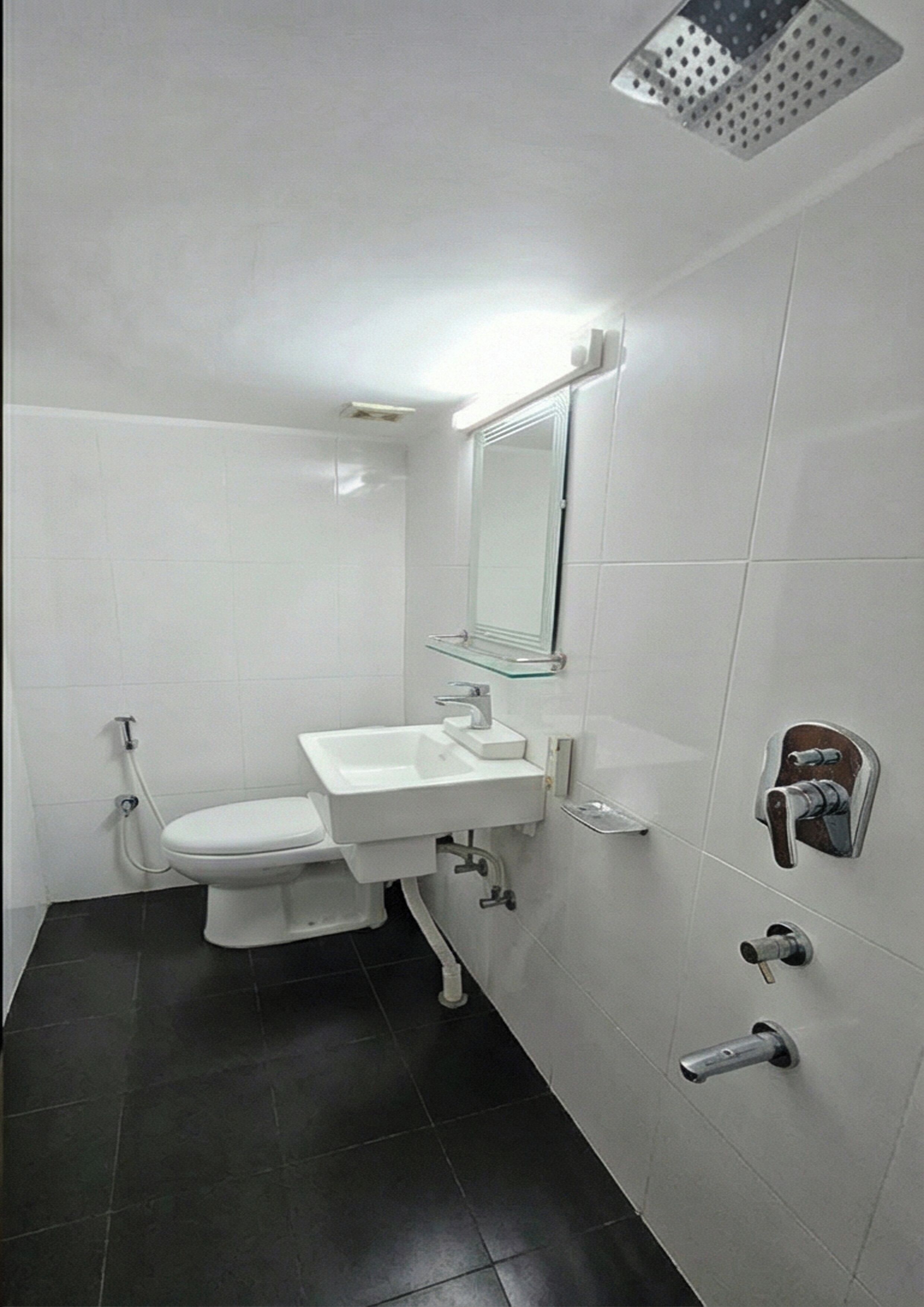 Shower, towels, soap, shampoo