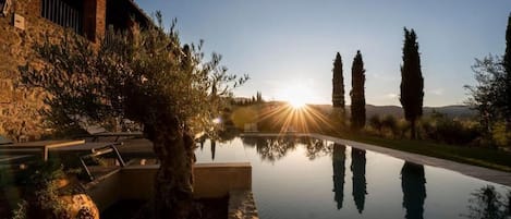 Seasonal outdoor pool, open 8:00 AM to 8:00 PM, sun loungers