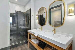 Shower, hair dryer, towels - Muse | City-view condo with central AC, balcony & onsite gym (Nashville)