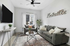 TV - Dog-friendly condo with AC & shared rooftop deck - walk everywhere (Nashville)