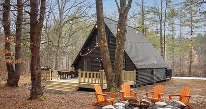 Cozy A-Frame Cabin by Pond with Fire Pit in Private Woods