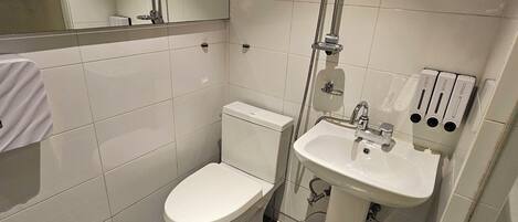Chambre Double ou avec lits jumeaux, 2 lits une place | Salle de bain | Sèche-cheveux, serviettes fournies, shampoing, papier toilette
