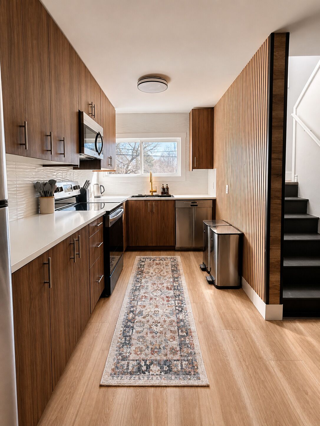 Frigorífico, microondas, horno y placa de cocina