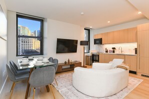 Living area - Sleek 2BR Oasis in NYC Financial District (New York)