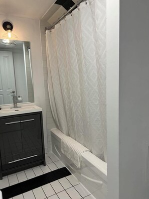 Hair dryer, towels, toilet paper