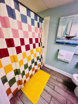 Hair dryer, soap - Waveside Retreat • Bright 1BR with Balcony (Myrtle Beach)