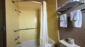 Shower, towels, soap, shampoo