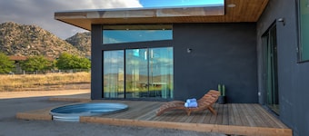 Walk to Pappy's Resin Tub Fireplace Plunge Pool