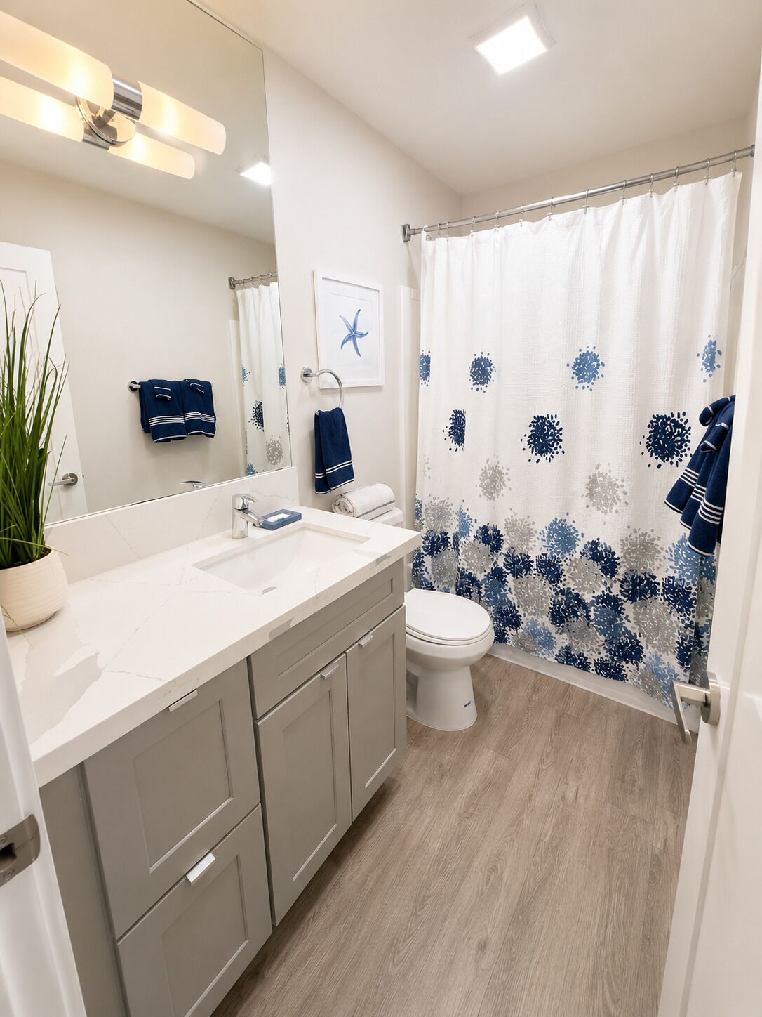 Hair dryer, towels, toilet paper