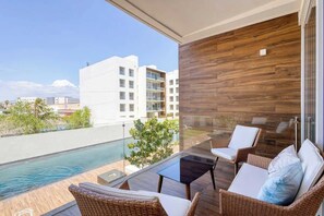 Terrace/patio - Walk to Medano Beach & Marina Modern 3BR Condo (Cabo San Lucas)