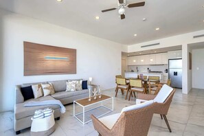 TV, offices - Walk to Medano Beach & Marina Modern 3BR Condo (Cabo San Lucas)