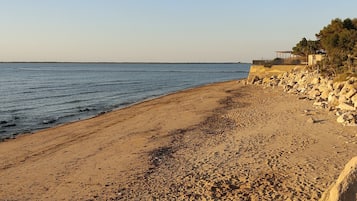 Bungalow, kjæledyr tillatt, sjøutsikt | Strand | På stranden, solsenger, parasoller og strandhåndklær