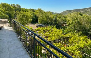 A balcony with a metal railing overlooking a vineyard. - 3 bedroom amazing home in Crikvenica (Crikvenica)