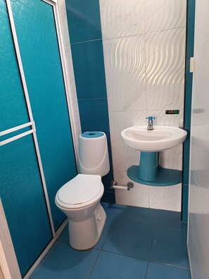 Dusche, Handtücher, Seife, Toilettenpapier