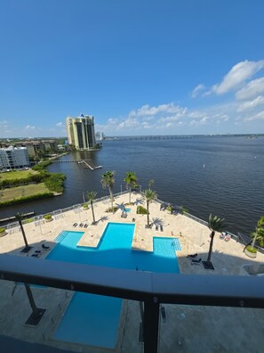 Pool - Lux in White 2BR, Balcony, Pool & Bay View (Fort Myers)