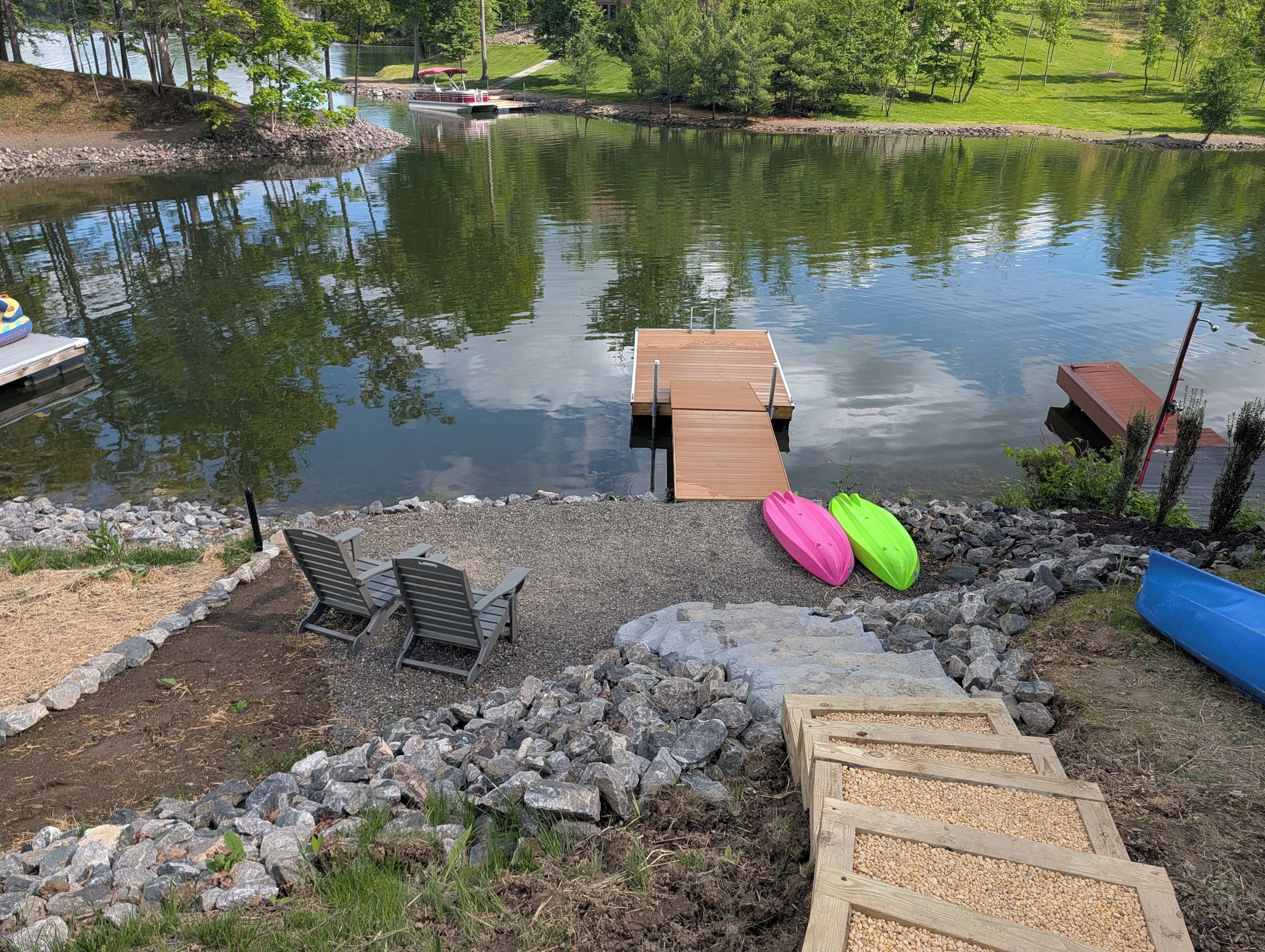 Private dock and lakefront area - perfect for swimming and kayaking