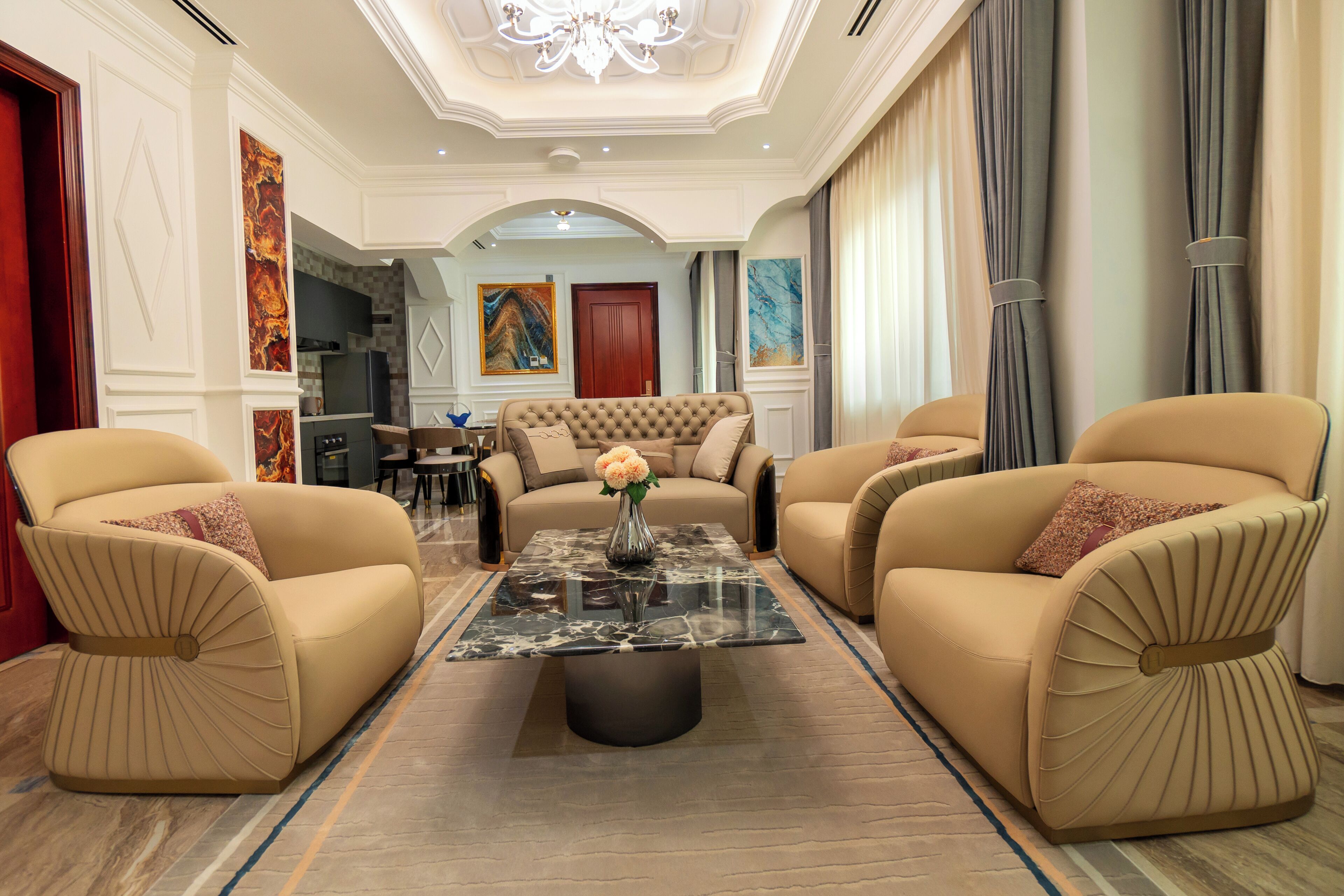 Superior suite, balkon, uitzicht op de binnenplaats | Woonruimte
